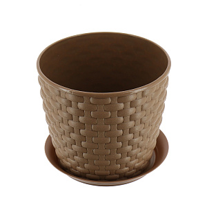 Кашпо с поддоном Ротанг Idea, бежевый, 1л, 13.5 см 000000000001129803