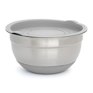 Миска для приготовления 1,4л 18см DE'NASTIA с крышкой серый нержавеющая сталь/силикон 000000000001219649