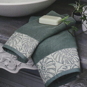Полотенце 50х90см DE'NASTIA ТРОПИКИ (новые) молочный/зелёный хлопок 000000000001208572