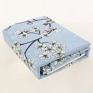 Комплект постельного белья 2-спальный LUCKY Весенний сад 2наволочки70х70см 1пододеяльник200х215см 1простыня220х215см голубой поплин 100%хлопок 000000000001206535