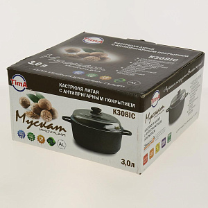 Кастрюля 3л TIMA Мускат стеклянная крышка утолщенное дно ИНДУКЦИЯ алюминий 000000000001190503