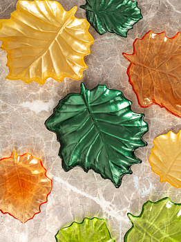 Блюдо сервировочное 13см EFE GLASS Лист прозрачное золото стекло 000000000001213522