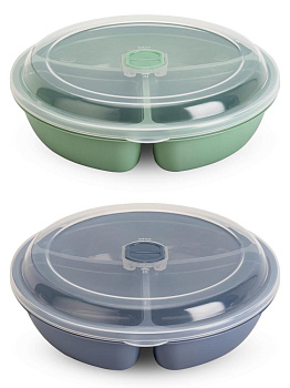 Контейнер пищевой с клапаном 1,1л круглый с отделениями в ассортименте пластик 000000000001228400