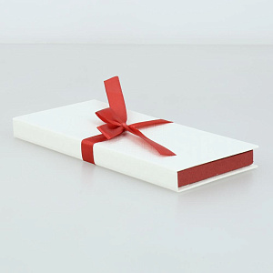 Подарочная коробка ДЛЯ ДЕНЕГ 17,2х8,3х1,6см РутаУпак с бантом белый-бордовый 000000000001209751