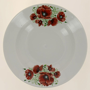 Тарелка фарфор суповая 240 мм супадкий край Маки,069542 000000000001193483