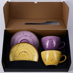 Набор чайный 4 предмета (чашка 350мл-2шт/блюдце-2шт) TULU PORSELEN Lavender/Lemon фарфор 000000000001212349