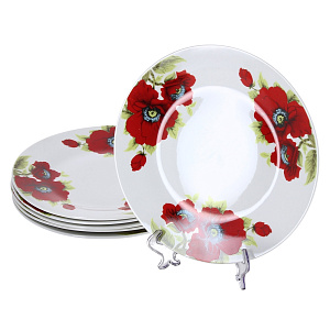 Столовый набор Красные Маки Estetica, 18  предметов 000000000001133893