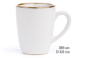 Кружка 385мл LUCKY Точки металлическая кайма белый керамика 000000000001211233