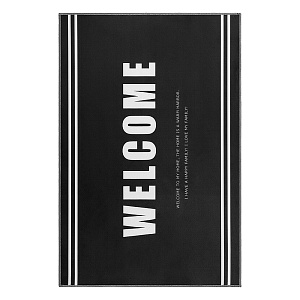 Коврик придверный 60х90см LUCKY Welcome чёрный/белый полиэстер 000000000001220646
