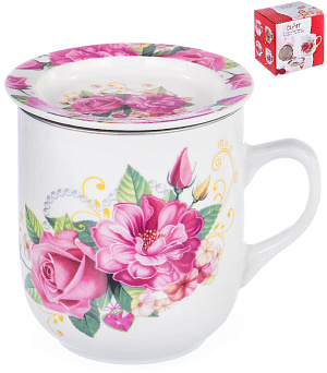 Кружка заварочная 350мл OLAFF Рассвет металл сито подарочная упаковка фарфор 000000000001184650