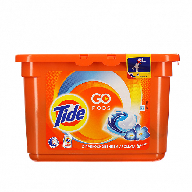 Жидкий стиральный порошок в растворимых капсулах C прикосновением аромата Lenor Tide P&G, 25.2г, 15 шт. 000000000001124604
