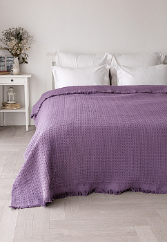 Покрывало 150x200см LUCKY вафельное с бахромой сиреневый хлопок 100% 000000000001212558