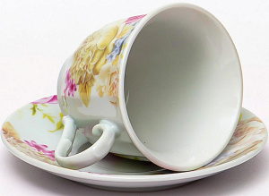 Набор чайный 12 предметов (чашка 220мл-6шт/блюдце-6шт) OLAFF Флора метеллический стенд подарочная упаковка фарфор 000000000001197831