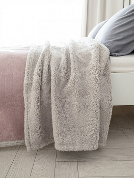 Плед 150x200см DE'NASTIA twinsoft сиреневый/серый шенилл/шерпа полиэстер 000000000001229830