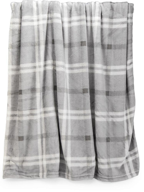 Плед 150x200см LUCKY Клетка серый флис полиэстер 000000000001229778