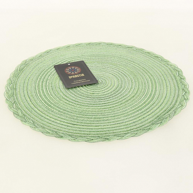 Салфетка сервировочная D38см DE'NASTIA декор коса зеленый меланж 100% полиэстер 000000000001208011