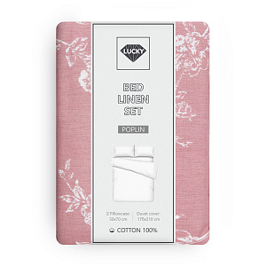 Комплект постельного белья 2,0сп LUCKY (пододеяльник, наволочки 50х70см-2шт) цветок розовый хлопок 100% 000000000001217165