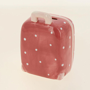 Декоративная копилка Розовая в горошек из керамики / 10х9х6см арт.76547 000000000001195734