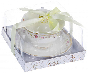 Чайная пара чашка 220мл+ блюдце, белая с золотом, подарочная упаковка,107-04056 000000000001177816