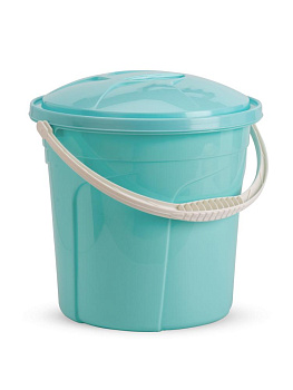 Ведро 10л с крышкой бирюзовый полиэтилен 000000000001227327