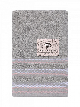 Полотенце махровое LUCKY Бордюр точки 450gsm 70x140 100% хлопок, серый D100295 000000000001227638