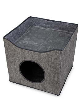 Домик с лежанкой и когтеточкой для животных 40х40х37см полиэстер 000000000001229104