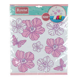 Стикеры со стразами Цветы Room Decoration, розовый 000000000001127359