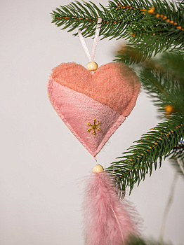 Декоративное украшение Звёздочка/Елочка/Сердечко 23см DARLENS перо розовый 000000000001209884