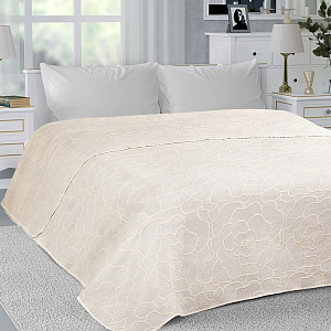 Покрывало 190x220см DE'NASTIA пион2 3слоя молочное жаккард 55%хлопок 45%полиэстер 000000000001212602