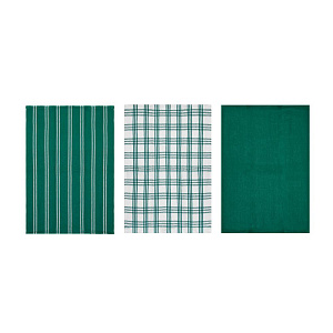 Набор полотенец кухонных 3шт 40х60см LUCKY однотон/клетка/страйп зеленый хлопок 000000000001222086