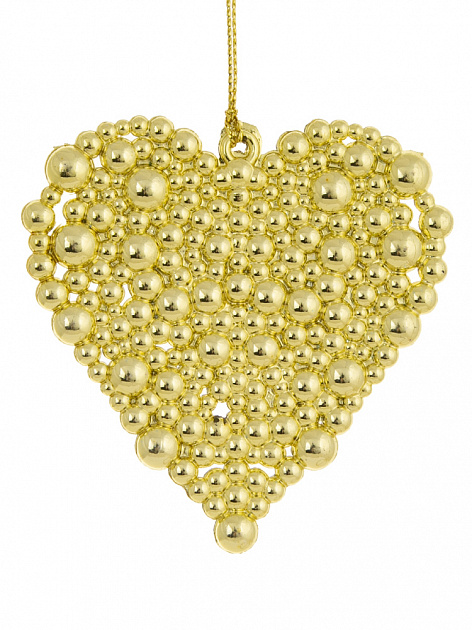 Новогоднее подвесное украшение Сердечко в золоте из полипропилена 8x8x0,3см 81959 000000000001201808