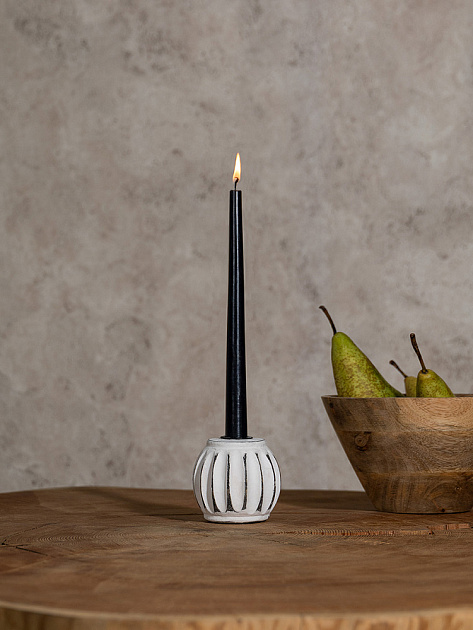 Подсвечник 6,35x6,35x8см DE'NASTIA белый дерево манго 000000000001230457