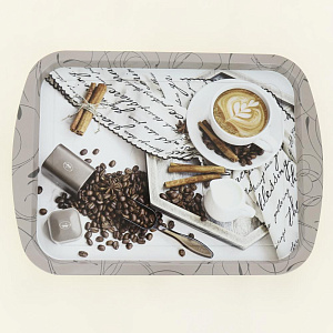 Поднос 45х32,5см НОВЫЙ АРГУМЕНТ Кофе прямоугольный жестяной 000000000001204681