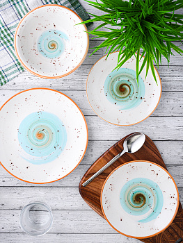 Набор столовой посуды 19 предметов TULU PORSELEN Galaxy milky/mint фарфор 000000000001212293