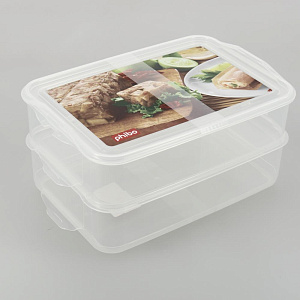 КОНТЕЙНЕР ДЛЯ ПРОДУКТОВ С ДЕКОРОМ "FOOD  SYSTEM" 2 СЕКЦИИ, 1,6Л + 1,6Л Phibo 4311567 000000000001198295