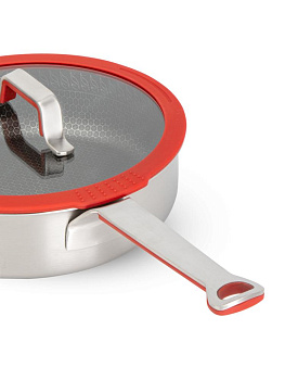 Сковорода с крышкой 24см MATISSA красный нержавеющая сталь/силикон/стекло 000000000001217731