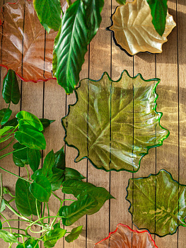 Блюдо сервировочное 23см EFE GLASS Лист прозрачное зеленый стекло 000000000001213523