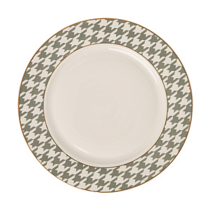 Тарелка обеденная 26,7см DE'NASTIA Гусиная лапка белый/мятный фарфор 000000000001221013