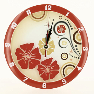 Часы настенные П1-1727/7-302 Красные узоры 000000000001158301
