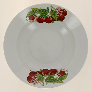 Тарелка фарфор суповая 240 мм супадкий край Вишня,069532 000000000001193481