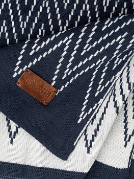 Плед двухсторонный 140x180см DE'NASTIA Зиг-заг синий/белый акрил 000000000001218622