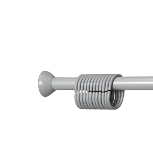 Карниз для ванной комнаты 115-220см PRIMANOVA с кольцами серый металл с пружинной системой монтажа в комплекте кольца 12 шт 000000000001216267