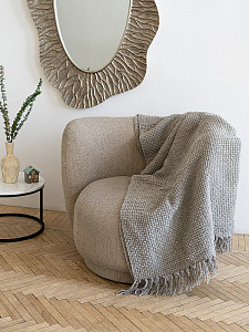 Плед 150x200см DE'NASTIA плетеный серый хлопок/шенилл 000000000001230285