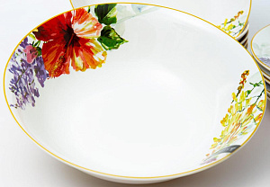 Набор столовой посуды 19 предметов BALSFORD Акварельный букет (обеденная 27см-6шт/десертная 20,5см-6шт/салатник 20,5см-6шт/салатник 23см 1,2л) фарфор 000000000001204596