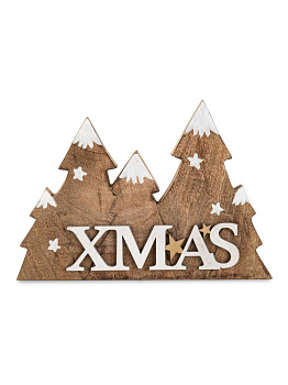 Декоративная фигурка 25x3,5x17см DE'NASTIA XMAS бежевый/былый дерево манго 000000000001229664