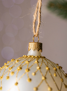 Декоративное украшение Шар №4,5 D8см БИРЮСИНКА Восторг белый стекло 000000000001207638