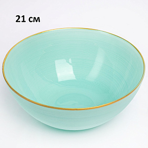 Салатник 21см GLASSCOM золотая кайма menthol стекло 000000000001213163