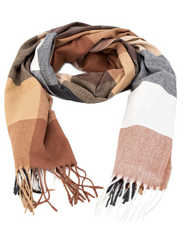 Палантин 70х180см клетка коричневый полиэстер 000000000001229216