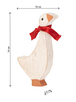 Декоративное украшение 10x2,5x14см DE'NASTIA Гусь белый дерево манго 000000000001229657