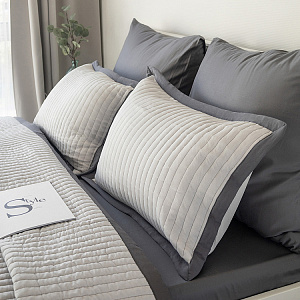 Наволочки декоративные 50x70см 2шт DE'NASTIA Structure строчка серый полиэстер 000000000001224732